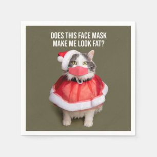Serviette En Papier Joyeux Noël 2020 Fat Chat en Masque Visage