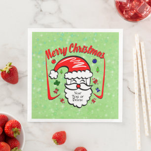 Serviette En Papier Joyeux Noël 20xx Père Noël avec Casquette et étinc