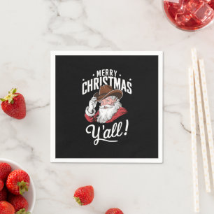 Serviette En Papier Joyeux Noël à tous Cow-Boy de Country Santa Claus