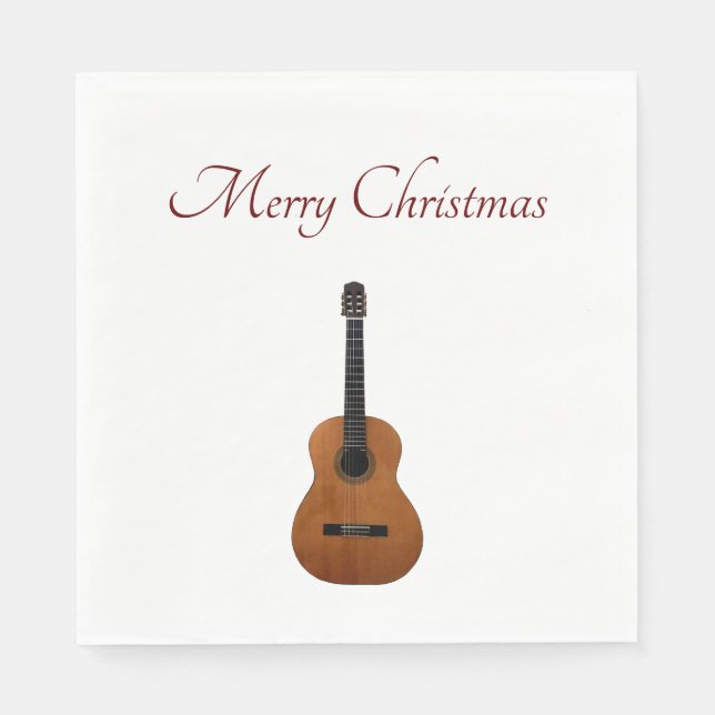 Serviette En Papier Joyeux Noël Acoustic Guitare Musical (Devant)