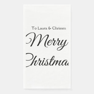 Serviette En Papier Joyeux Noël ajoutez nom texte personnalisé cadeau
