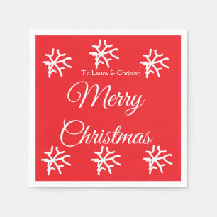 Serviette En Papier Joyeux Noël ajoutez nom texte personnalisé famille