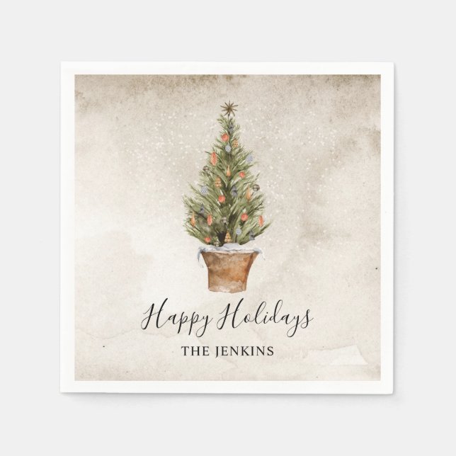 Serviette En Papier Joyeux Noël Arbre (Devant)