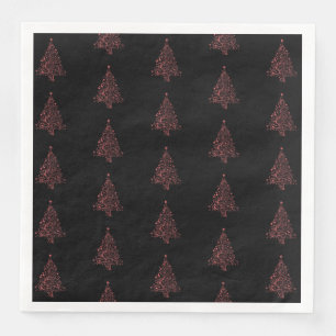 Serviette En Papier Joyeux Noël Arbre Motif Rouge Noir Élégant