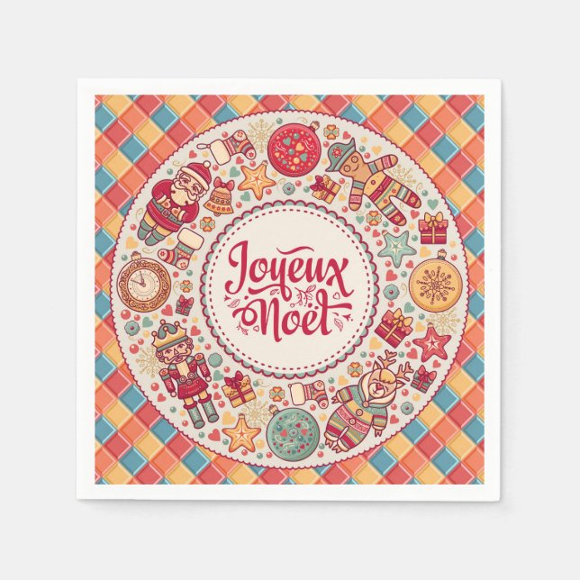 Serviette En Papier Joyeux Noel art folklorique français Noël (Devant)