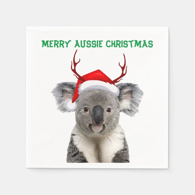 Serviette En Papier Joyeux Noël australien Koala (Devant)