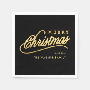 Serviette En Papier Joyeux Noël Black & Gold