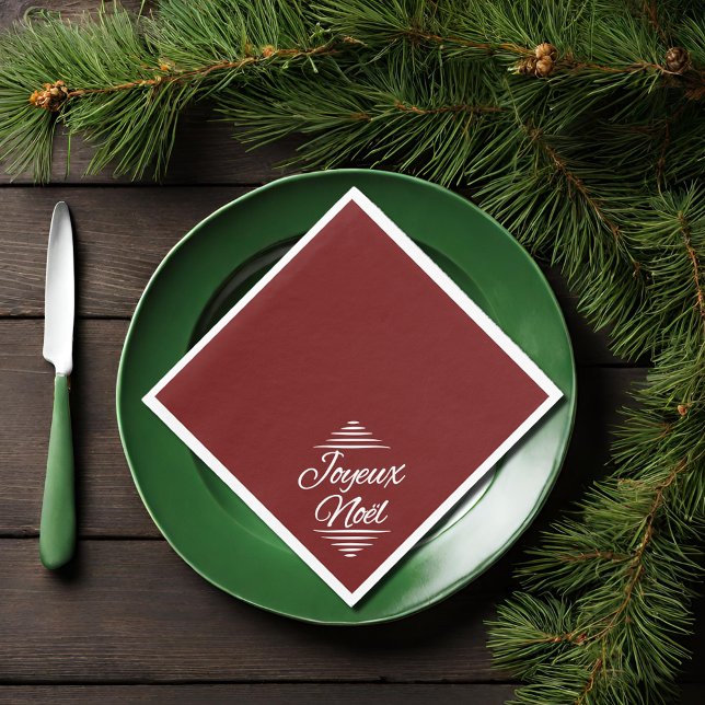 Serviette En Papier Joyeux Noel - blanc bordeaux (Créateur téléchargé)