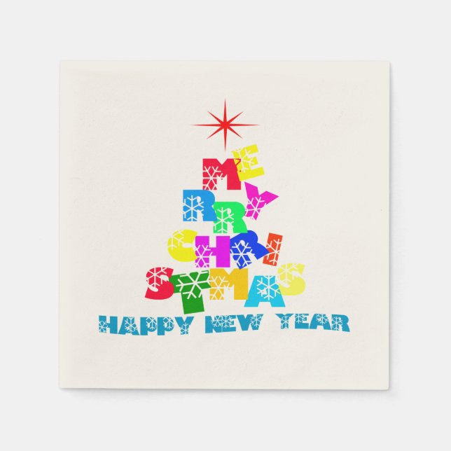 Serviette En Papier Joyeux Noël Bonne année (Devant)