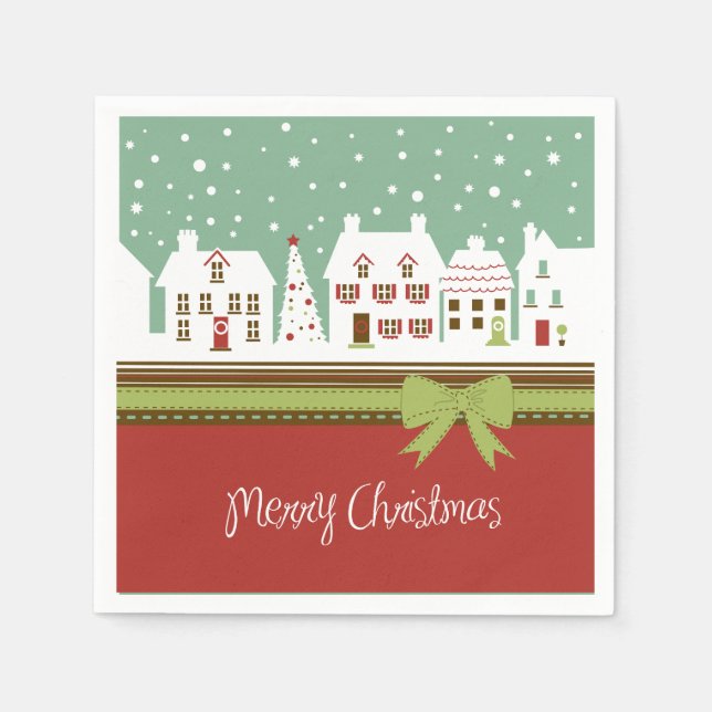 Serviette En Papier Joyeux Noël Cocktail Vacances Papier Naples (Devant)