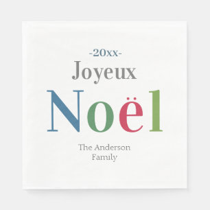 Serviette En Papier Joyeux Noel coloré Noël français