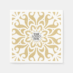 Serviette En Papier Joyeux Noël d'affaires logo Snowflake Gold