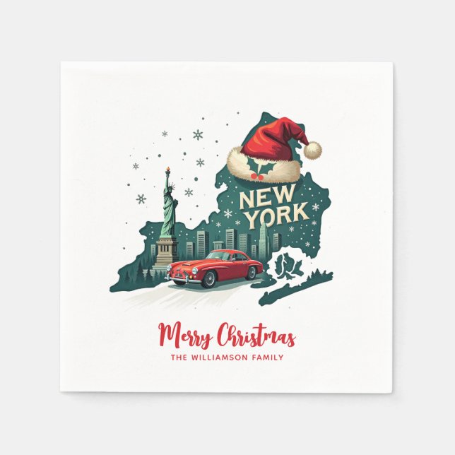 Serviette En Papier Joyeux Noël de l'État de New York (Devant)