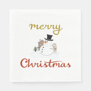 Serviette En Papier Joyeux Noël+Design Snowman