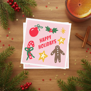 Serviette En Papier JOYEUX NOËL Dessin à la main PERSONNALISÉ