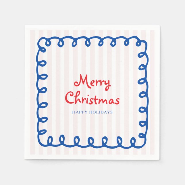 Serviette En Papier Joyeux Noël doodle vacances mignonnes (Devant)
