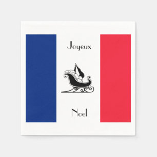 Serviette En Papier Joyeux Noel Drapeau Français Papier de Noël