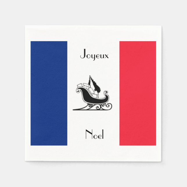 Serviette En Papier Joyeux Noel Drapeau Français Papier de Noël (Devant)