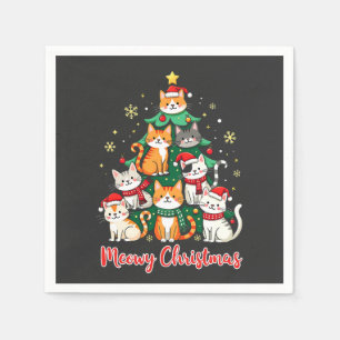 Serviette En Papier Joyeux Noël Drôle Catmas Kitten Xmas Tree