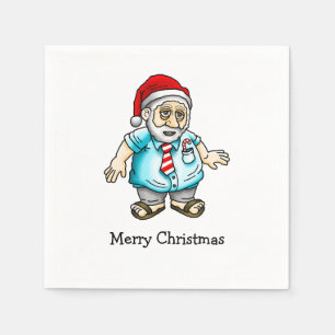 Serviette En Papier Joyeux Noël du Père Noël en sandales