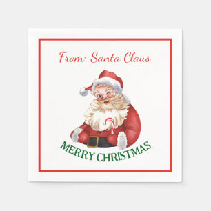 Serviette En Papier Joyeux Noël du Père Noël Vintage