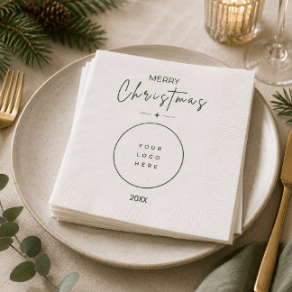 Serviette En Papier Joyeux Noël élégant Logo personnalisé Entreprise