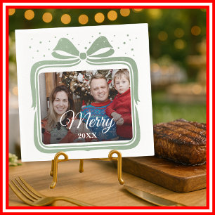 Serviette En Papier Joyeux Noël Élégant Nœud Cadeau Photo Collage