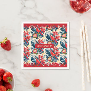 Serviette En Papier Joyeux Noël et Bonne Année ! 2027 Oiseau Rouge