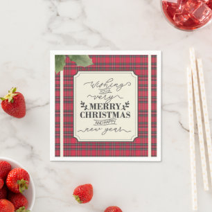 Serviette En Papier Joyeux Noël et Bonne Année Nom du Tartan
