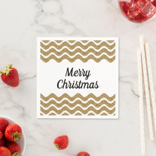 Serviette En Papier Joyeux Noël Faux Gold Parties scintillant Blancs