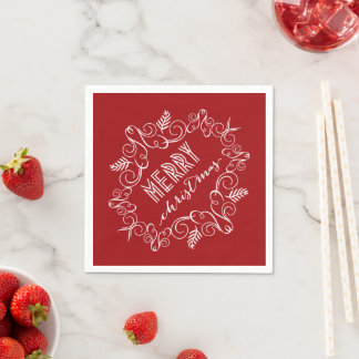 Serviette En Papier Joyeux Noël Festive Foliage Déco Fête de Fêtes