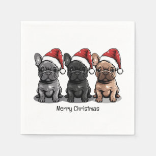 Serviette En Papier Joyeux Noël French Bulldog Santa Chien