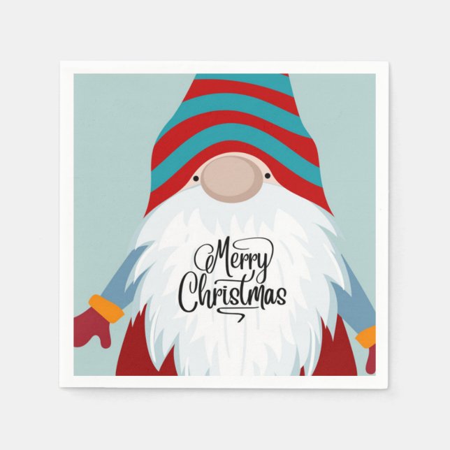 Serviette En Papier Joyeux Noël Gnome (Devant)