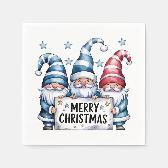 Serviette En Papier Joyeux Noël Gnomes (Devant)