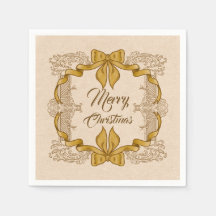 Joyeux Noël Gold Bow Vintage