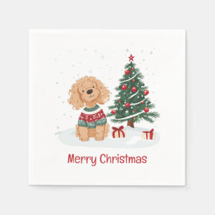 Serviette En Papier Joyeux Noël Goldendoodle Chien