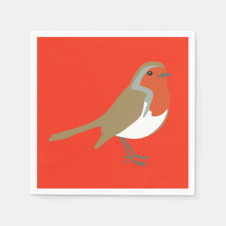 Serviette En Papier Joyeux Noël Grand Robin Rouge Serviettes Serviette