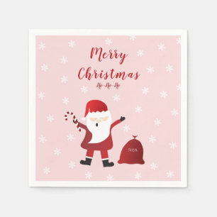 Serviette En Papier Joyeux Noël Ho Ho Santa Claus Rouge Blanc