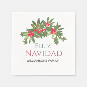 Serviette En Papier Joyeux Noël houx baie vacances de Noël