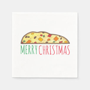 Serviette En Papier Joyeux Noël Italien Fruitcake Biscotti Napkins