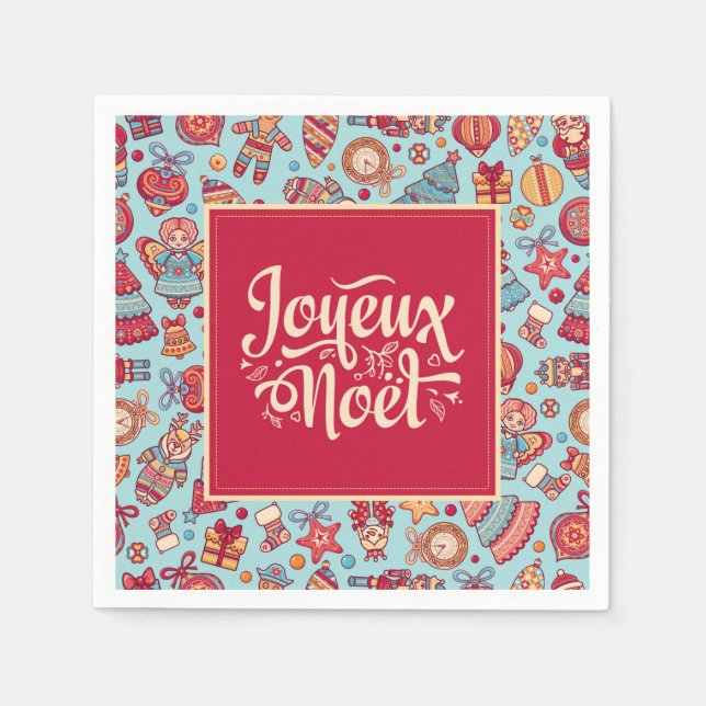 Serviette En Papier Joyeux Noel Joyeux Noël motif français (Devant)