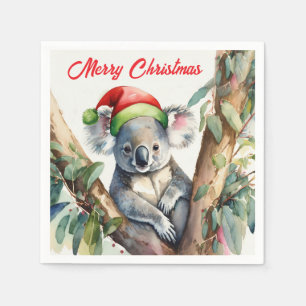 Serviette En Papier Joyeux Noël Koala assis dans un Eucalyptus