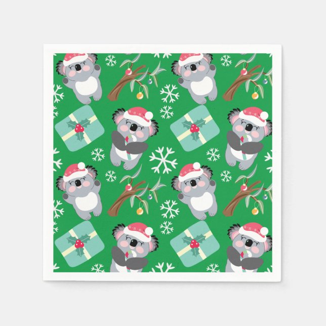 Serviette En Papier Joyeux Noël Koala Mignon (Devant)