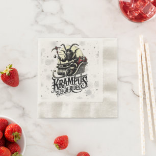 Serviette En Papier Joyeux Noël Krampus Krampus Promenade en traîneau