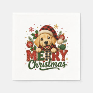 Serviette En Papier Joyeux Noël Labrador Retriever mignon