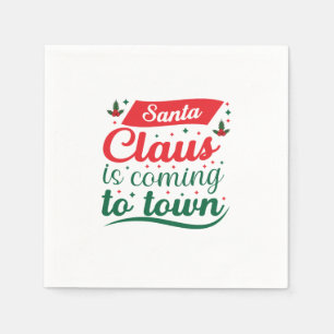 Serviette En Papier Joyeux Noël Le Père Noël Arrive En Ville