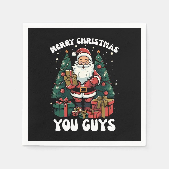 Serviette En Papier Joyeux Noël les gars Père Noël (Devant)