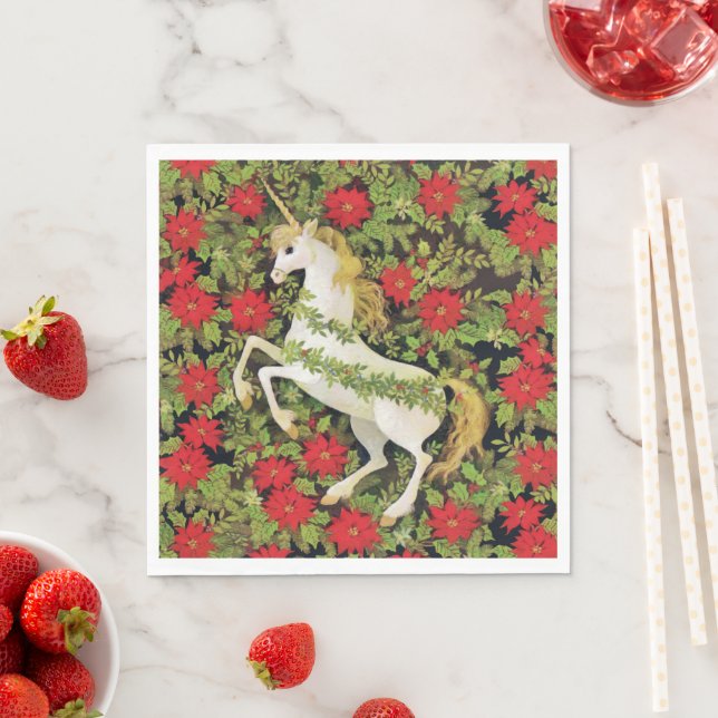 Serviette En Papier Joyeux Noël licorne (En situation)