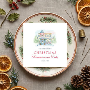 Serviette En Papier Joyeux Noël Maison Aquarelle Prépa
