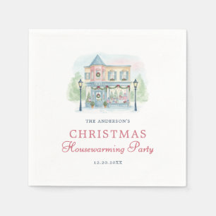 Serviette En Papier Joyeux Noël Maison Aquarelle Prépa